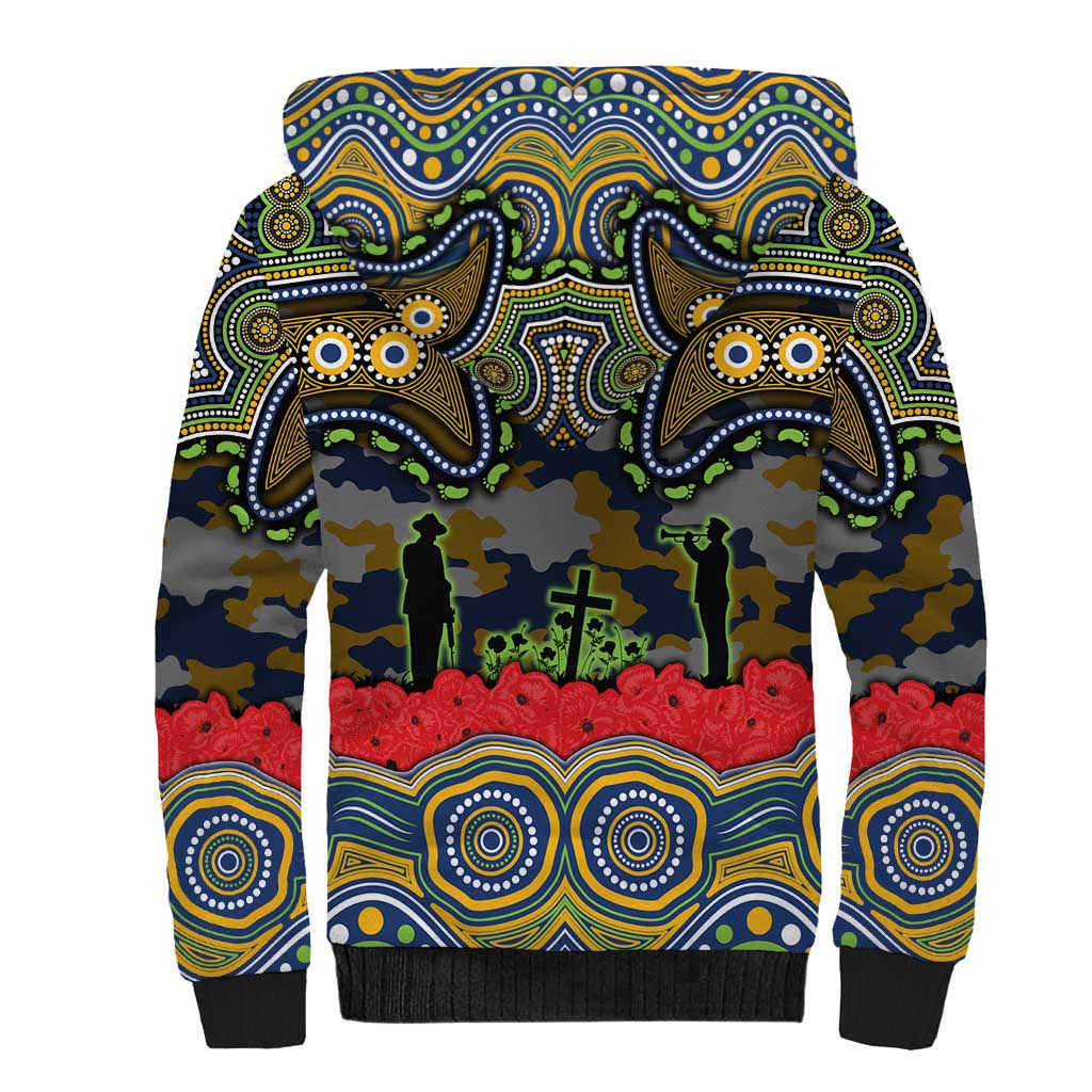 ANZAC Day Parramatta Eels Sherpa Hoodie Military Memorial Aboriginal Indigenous Art