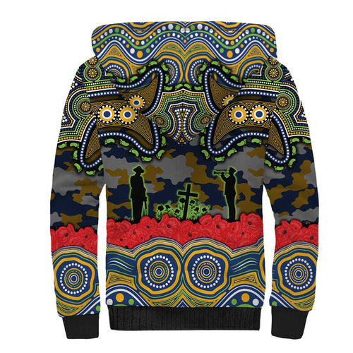 ANZAC Day Parramatta Eels Sherpa Hoodie Military Memorial Aboriginal Indigenous Art