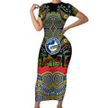 ANZAC Day Parramatta Eels Short Sleeve Bodycon Dress Military Memorial Aboriginal Indigenous Art