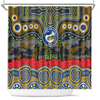 ANZAC Day Parramatta Eels Shower Curtain Military Memorial Aboriginal Indigenous Art