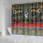 ANZAC Day Parramatta Eels Shower Curtain Military Memorial Aboriginal Indigenous Art
