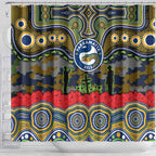 ANZAC Day Parramatta Eels Shower Curtain Military Memorial Aboriginal Indigenous Art