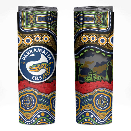 ANZAC Day Parramatta Eels Skinny Tumbler Military Memorial Aboriginal Indigenous Art