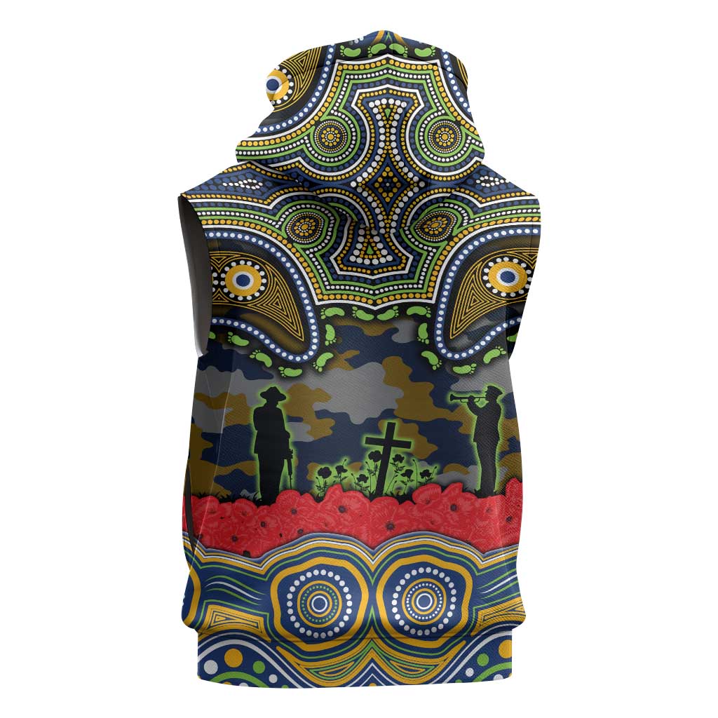 ANZAC Day Parramatta Eels Sleeveless Hoodie Military Memorial Aboriginal Indigenous Art