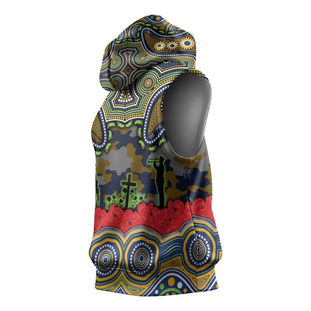 ANZAC Day Parramatta Eels Sleeveless Hoodie Military Memorial Aboriginal Indigenous Art