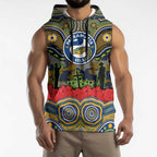 ANZAC Day Parramatta Eels Sleeveless Hoodie Military Memorial Aboriginal Indigenous Art