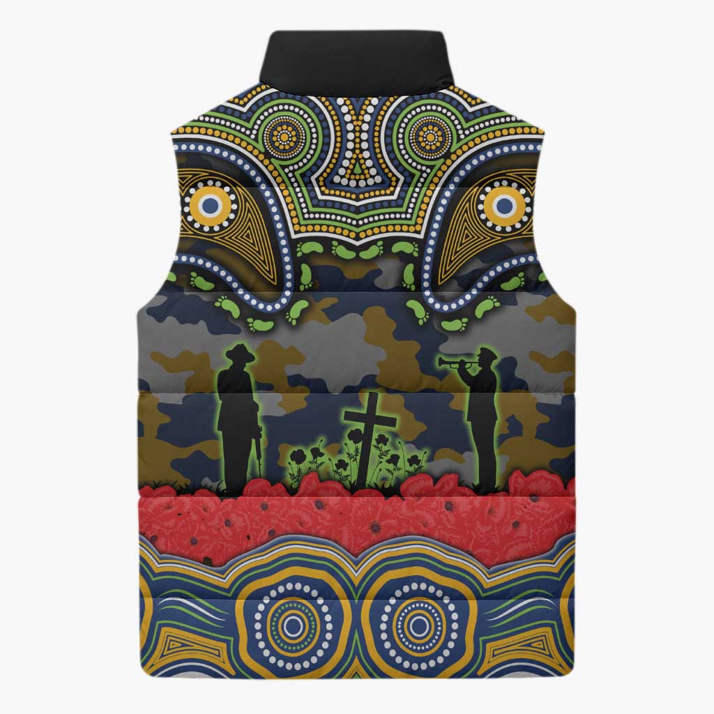 ANZAC Day Parramatta Eels Sleeveless Puffer Jacket Military Memorial Aboriginal Indigenous Art