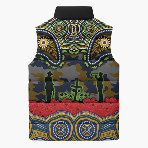 ANZAC Day Parramatta Eels Sleeveless Puffer Jacket Military Memorial Aboriginal Indigenous Art