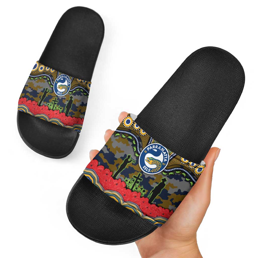 ANZAC Day Parramatta Eels Slide Sandals Military Memorial Aboriginal Indigenous Art
