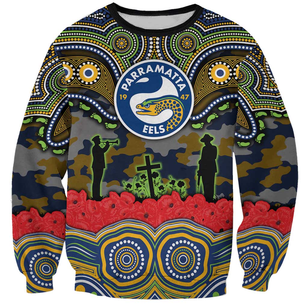 ANZAC Day Parramatta Eels Sweatshirt Military Memorial Aboriginal Indigenous Art