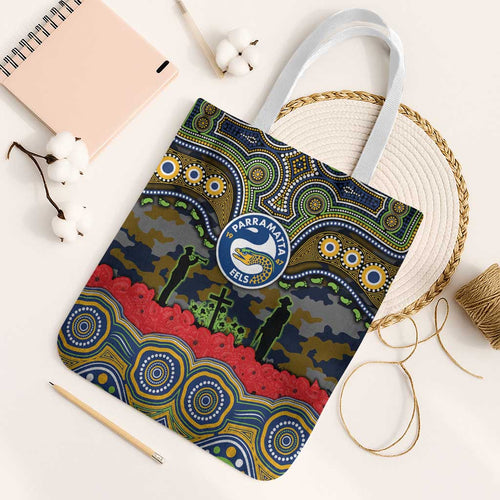 ANZAC Day Parramatta Eels Tote Bag Military Memorial Aboriginal Indigenous Art