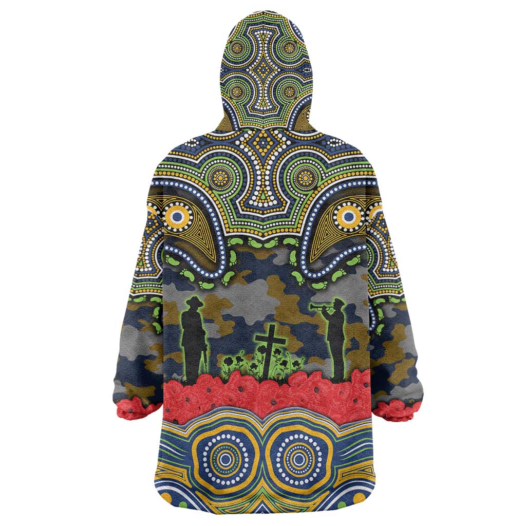 ANZAC Day Parramatta Eels Wearable Blanket Hoodie Military Memorial Aboriginal Indigenous Art