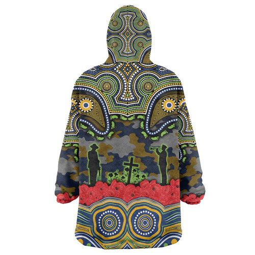 ANZAC Day Parramatta Eels Wearable Blanket Hoodie Military Memorial Aboriginal Indigenous Art