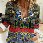 ANZAC Day Parramatta Eels Women Casual Shirt Military Memorial Aboriginal Indigenous Art