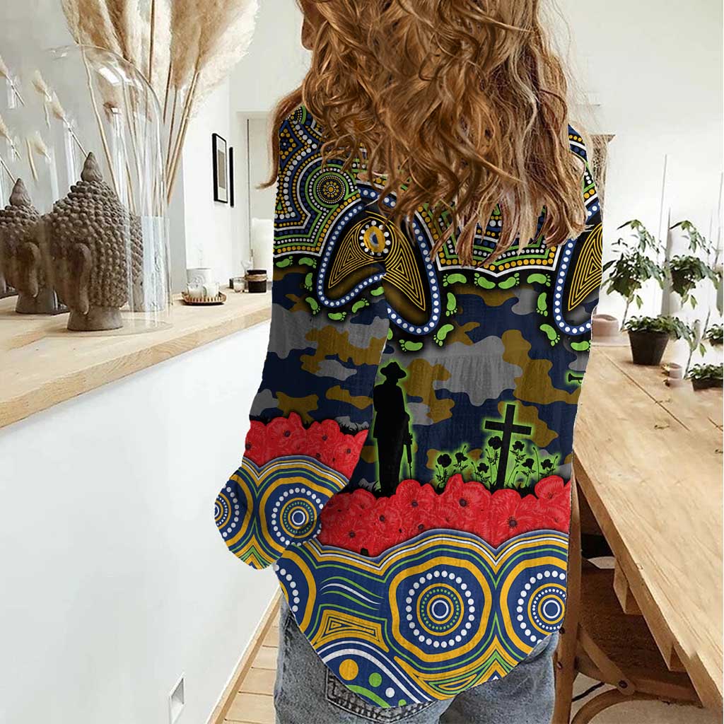 ANZAC Day Parramatta Eels Women Casual Shirt Military Memorial Aboriginal Indigenous Art