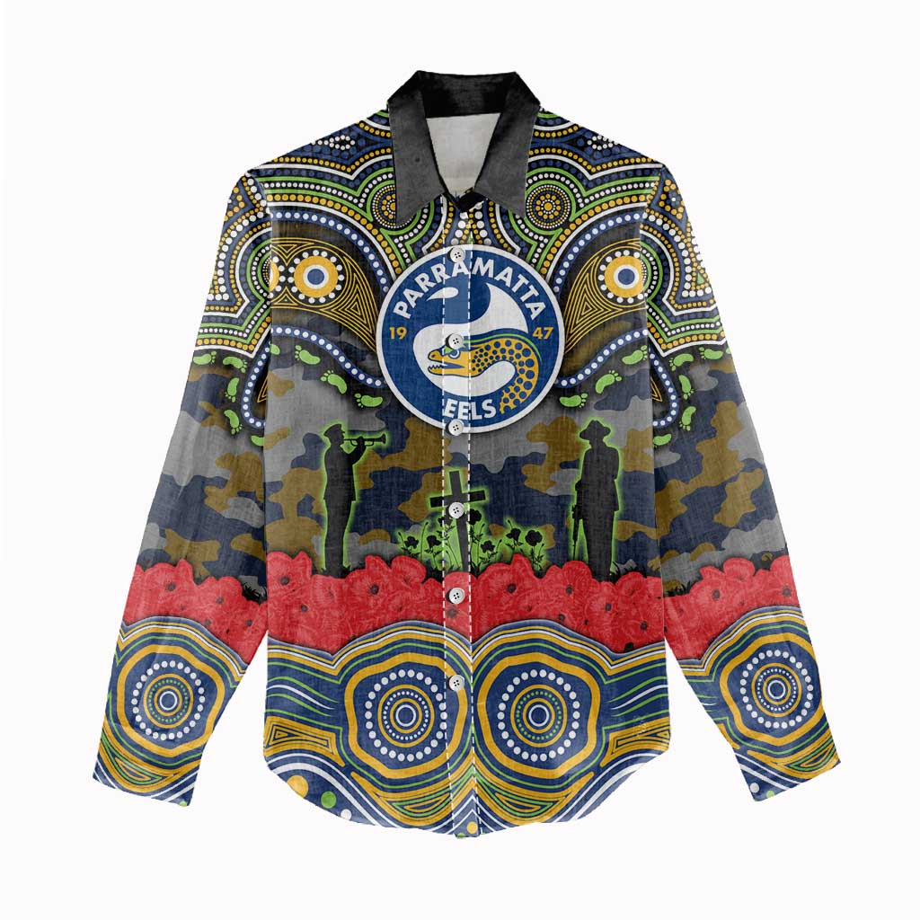 ANZAC Day Parramatta Eels Women Casual Shirt Military Memorial Aboriginal Indigenous Art