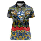 ANZAC Day Parramatta Eels Women Polo Shirt Military Memorial Aboriginal Indigenous Art
