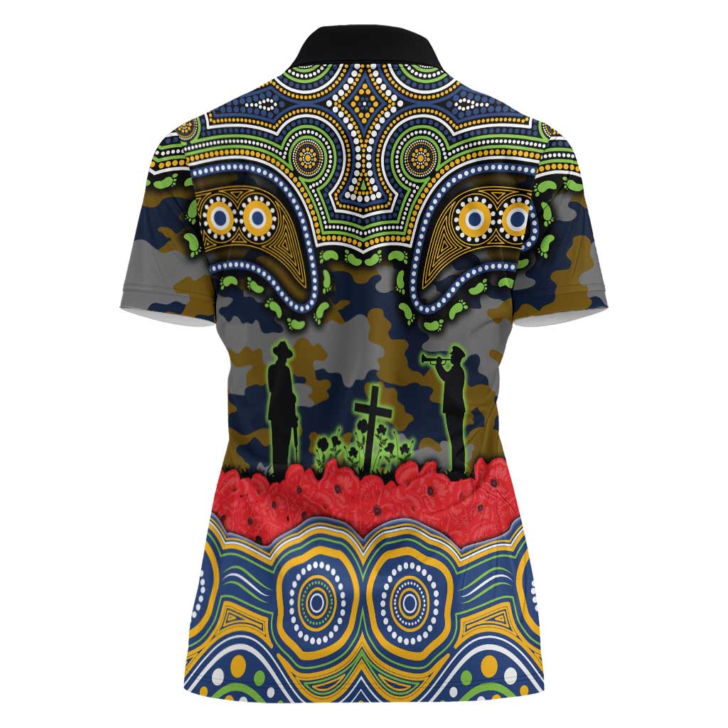 ANZAC Day Parramatta Eels Women Polo Shirt Military Memorial Aboriginal Indigenous Art