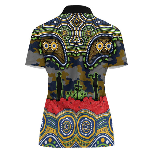 ANZAC Day Parramatta Eels Women Polo Shirt Military Memorial Aboriginal Indigenous Art