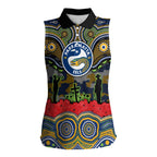 ANZAC Day Parramatta Eels Women Sleeveless Polo Shirt Military Memorial Aboriginal Indigenous Art