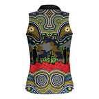 ANZAC Day Parramatta Eels Women Sleeveless Polo Shirt Military Memorial Aboriginal Indigenous Art