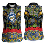 ANZAC Day Parramatta Eels Women Sleeveless Polo Shirt Military Memorial Aboriginal Indigenous Art