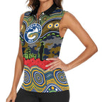 ANZAC Day Parramatta Eels Women Sleeveless Polo Shirt Military Memorial Aboriginal Indigenous Art
