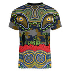 ANZAC Day Parramatta Eels Women V-Neck T-Shirt Military Memorial Aboriginal Indigenous Art