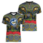 ANZAC Day Parramatta Eels Women V-Neck T-Shirt Military Memorial Aboriginal Indigenous Art