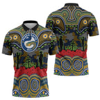 ANZAC Day Parramatta Eels Zipper Polo Shirt Military Memorial Aboriginal Indigenous Art
