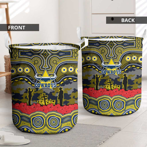 ANZAC Day North Queensland Cowboys Laundry Basket Military Memorial Aboriginal Indigenous Art