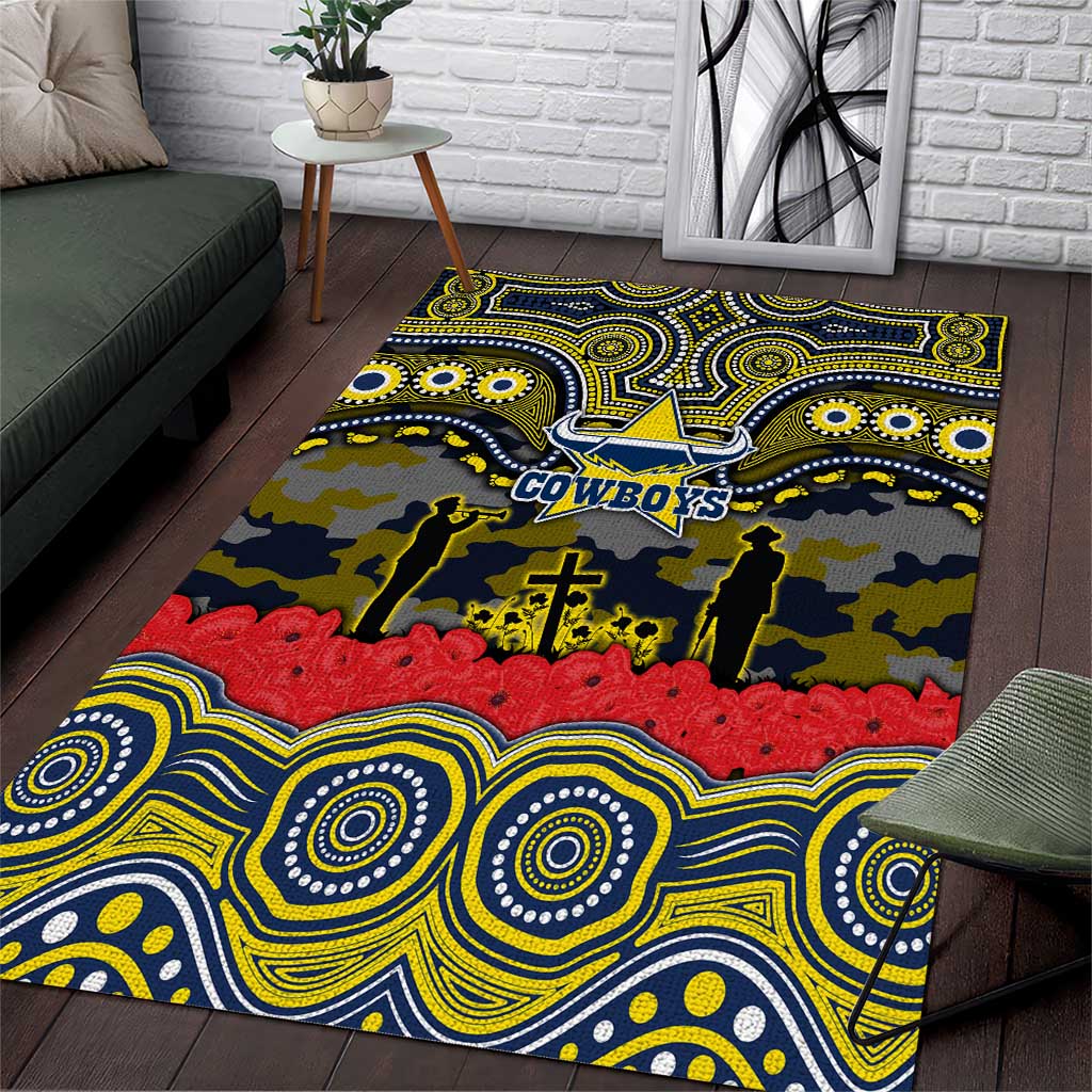 ANZAC Day North Queensland Cowboys Area Rug Military Memorial Aboriginal Indigenous Art