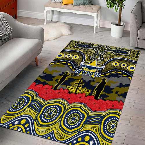 ANZAC Day North Queensland Cowboys Area Rug Military Memorial Aboriginal Indigenous Art