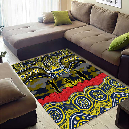 ANZAC Day North Queensland Cowboys Area Rug Military Memorial Aboriginal Indigenous Art