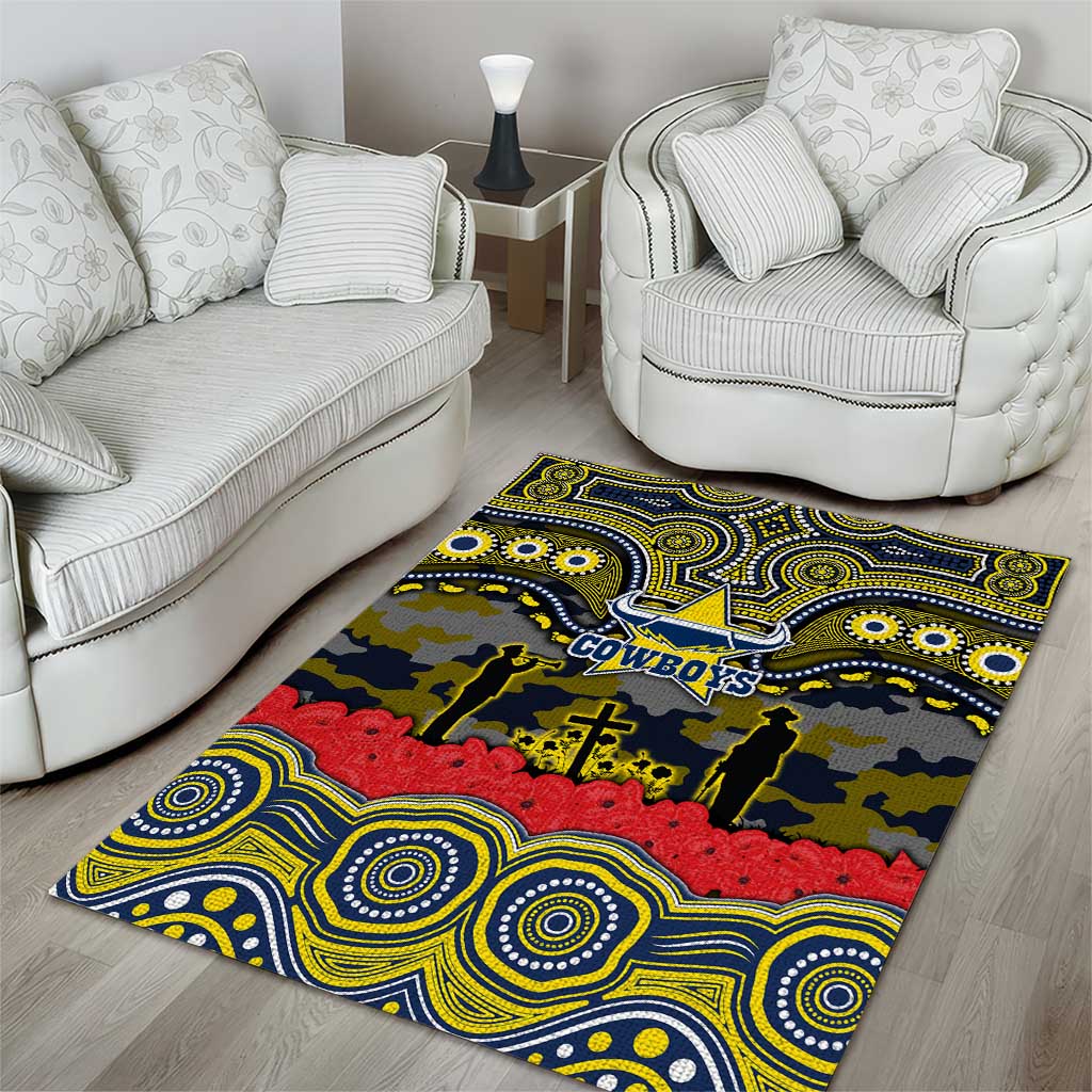 ANZAC Day North Queensland Cowboys Area Rug Military Memorial Aboriginal Indigenous Art