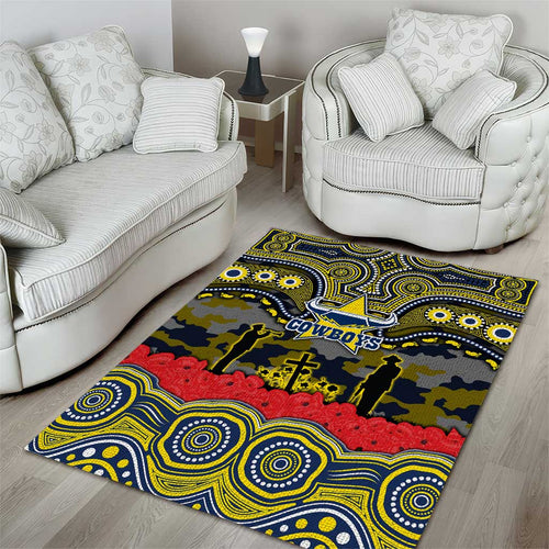 ANZAC Day North Queensland Cowboys Area Rug Military Memorial Aboriginal Indigenous Art