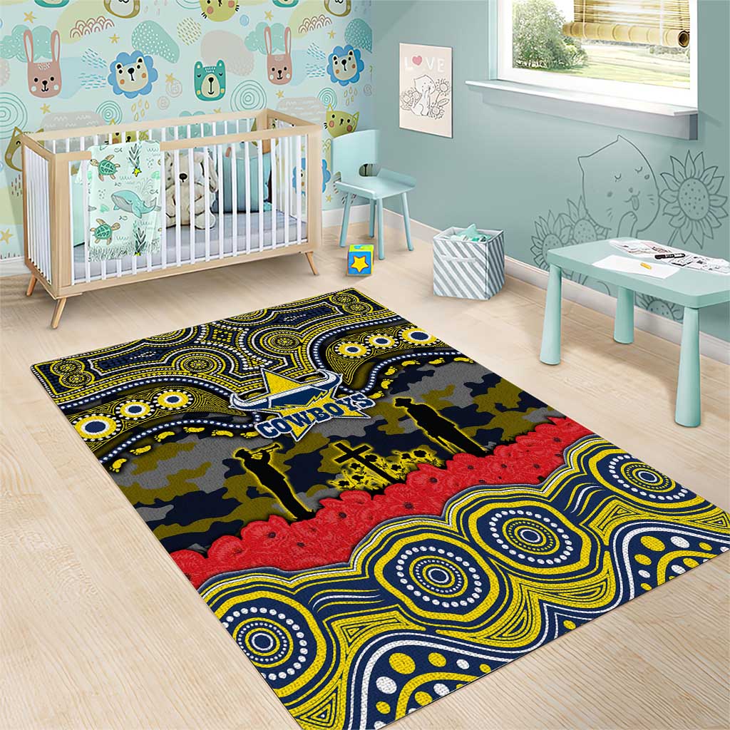 ANZAC Day North Queensland Cowboys Area Rug Military Memorial Aboriginal Indigenous Art