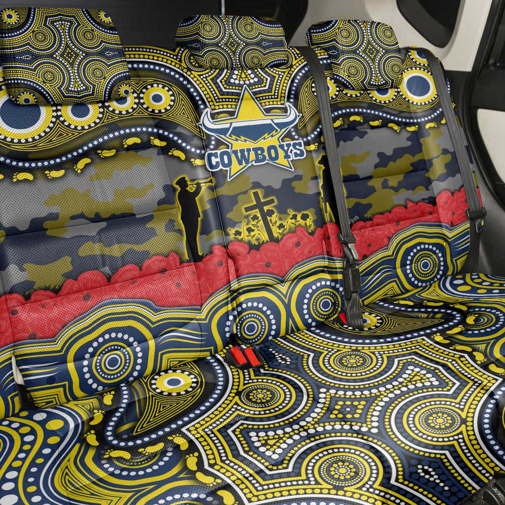 ANZAC Day North Queensland Cowboys Back Car Seat Cover Military Memorial Aboriginal Indigenous Art