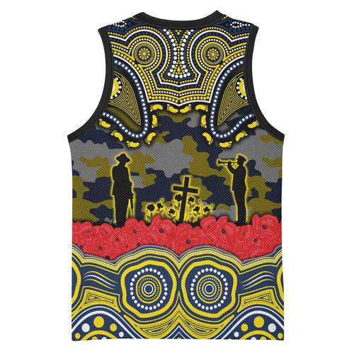 ANZAC Day North Queensland Cowboys Basketball Jersey Military Memorial Aboriginal Indigenous Art