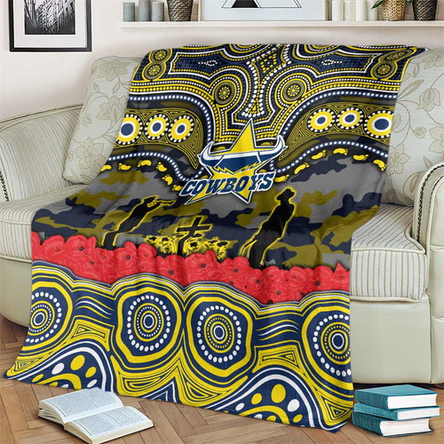 ANZAC Day North Queensland Cowboys Blanket Military Memorial Aboriginal Indigenous Art