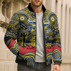 ANZAC Day North Queensland Cowboys Bomber Puffer Jacket Military Memorial Aboriginal Indigenous Art