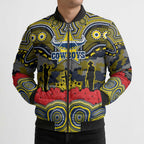 ANZAC Day North Queensland Cowboys Bomber Puffer Jacket Military Memorial Aboriginal Indigenous Art