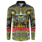 ANZAC Day North Queensland Cowboys Button Sweatshirt Military Memorial Aboriginal Indigenous Art