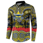 ANZAC Day North Queensland Cowboys Button Sweatshirt Military Memorial Aboriginal Indigenous Art