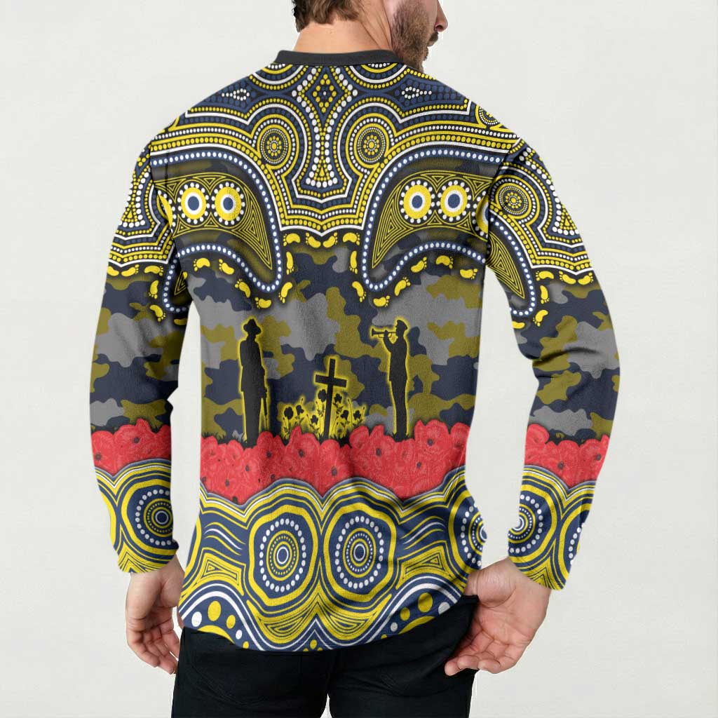 ANZAC Day North Queensland Cowboys Button Sweatshirt Military Memorial Aboriginal Indigenous Art