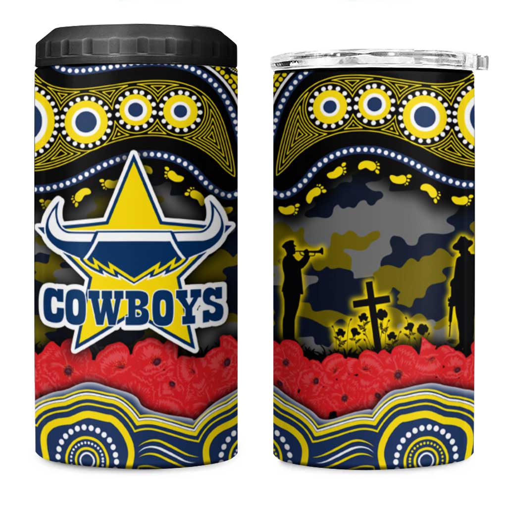 ANZAC Day North Queensland Cowboys 4 in 1 Can Cooler Tumbler Military Memorial Aboriginal Indigenous Art