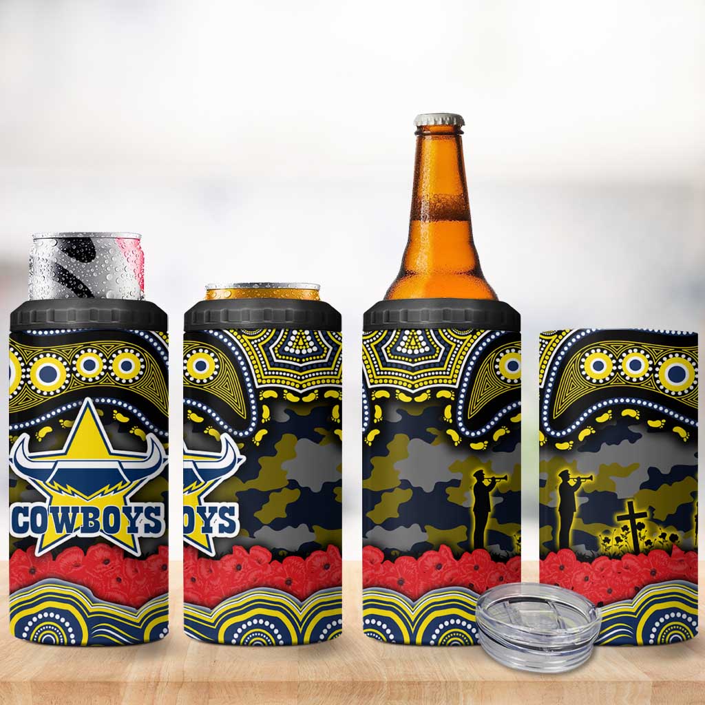 ANZAC Day North Queensland Cowboys 4 in 1 Can Cooler Tumbler Military Memorial Aboriginal Indigenous Art