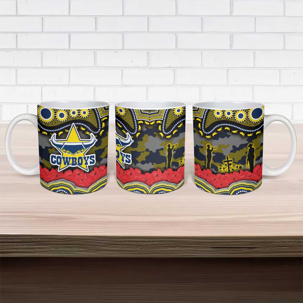 ANZAC Day North Queensland Cowboys Ceramic Mug Military Memorial Aboriginal Indigenous Art