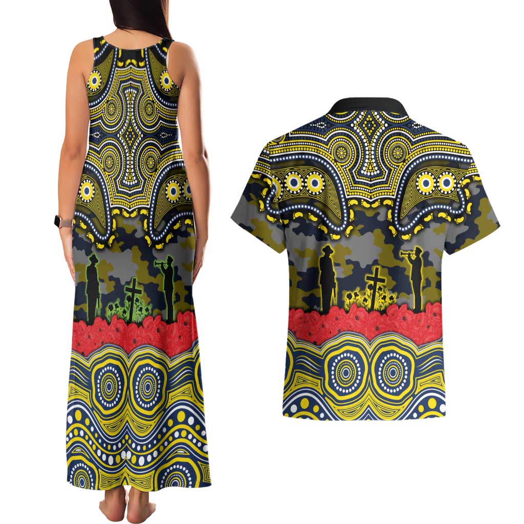 ANZAC Day North Queensland Cowboys Couples Matching Tank Maxi Dress and Hawaiian Shirt Military Memorial Aboriginal Indigenous Art