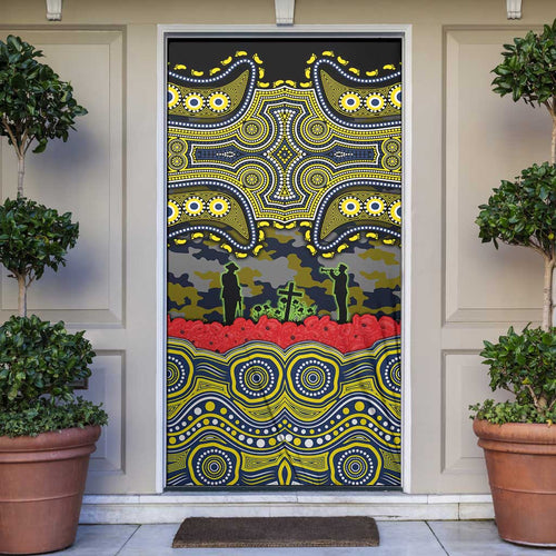 ANZAC Day North Queensland Cowboys Door Cover Military Memorial Aboriginal Indigenous Art